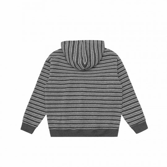 Unisex Oversize-Kapuzenpullover mit halbem Reißverschluss, Streifenmuster und Kängurutasche Shop Nory