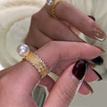 Damen Elegante und funkelnde Ring mit Perle Shop Nory