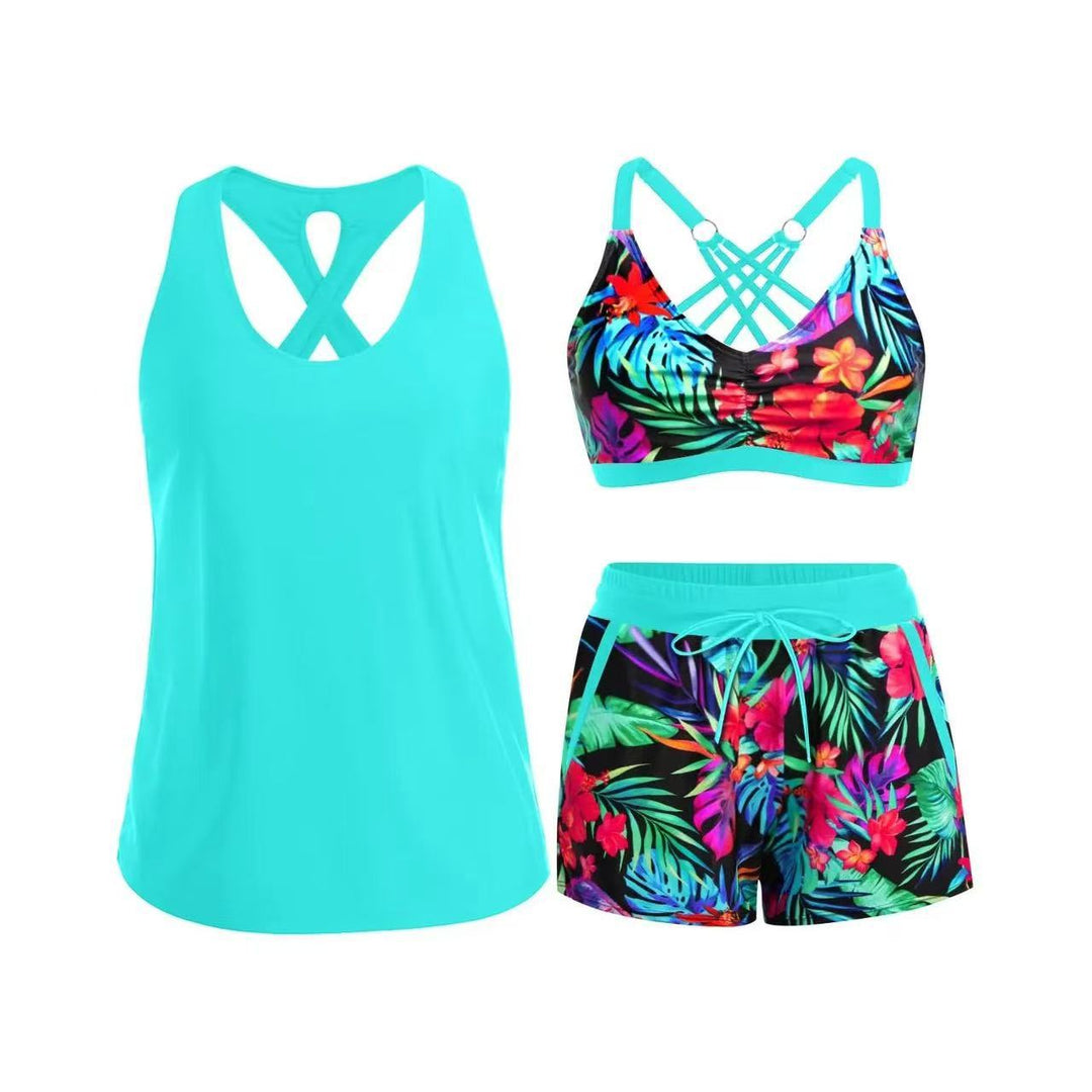 Damen Sport-Badeanzug-Set mit modischem Racerback und Shorts