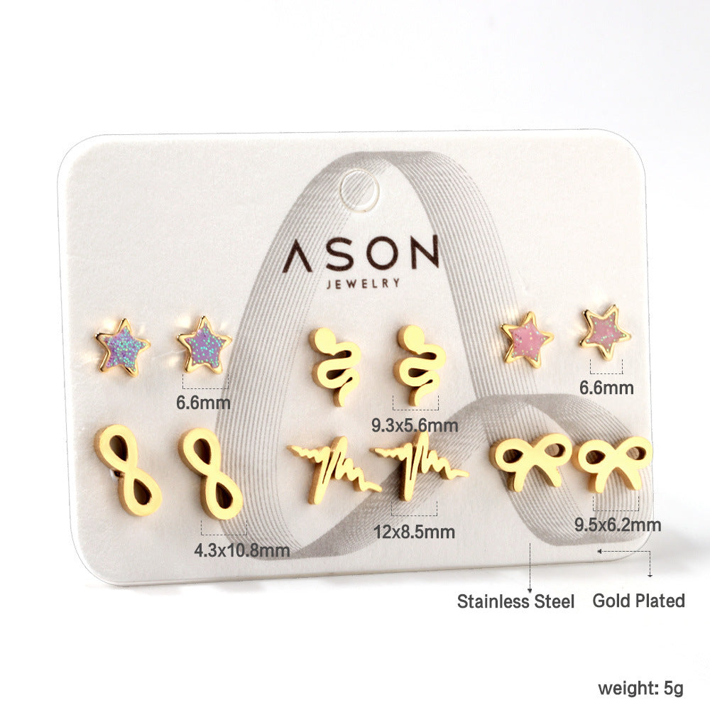 Damen Ohrstecker Set aus goldplattiertem Edelstahl mit verschiedenen Designs Shop Nory