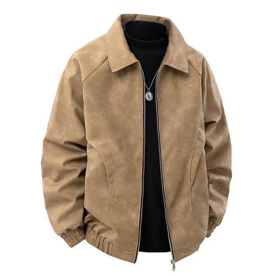 Herren Veloursleder‑Optik Blousonjacke mit Hemdkragen und elastischem Bund Shop Nory