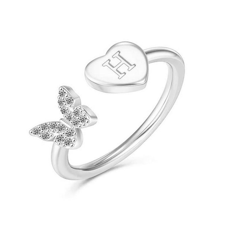 Damen Ring mit Schmetterlingsdesign und Herzmotiv Shop Nory