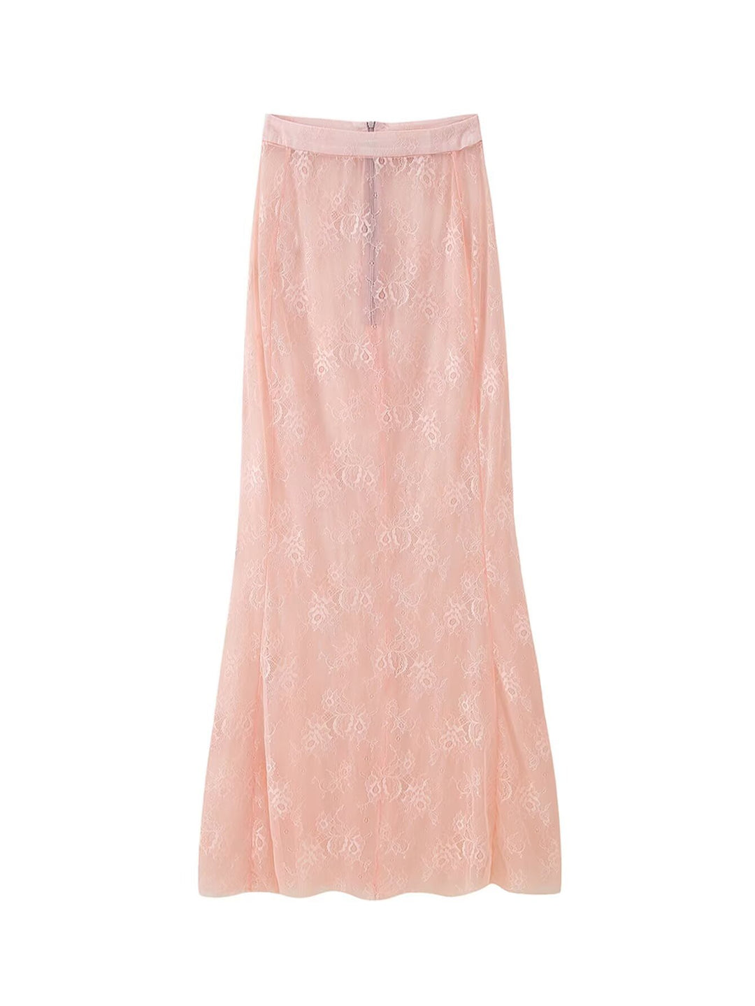 Damen Langer Spitzen‑Maxirock mit elastischem Bund und transparentem Einsatz Shop Nory