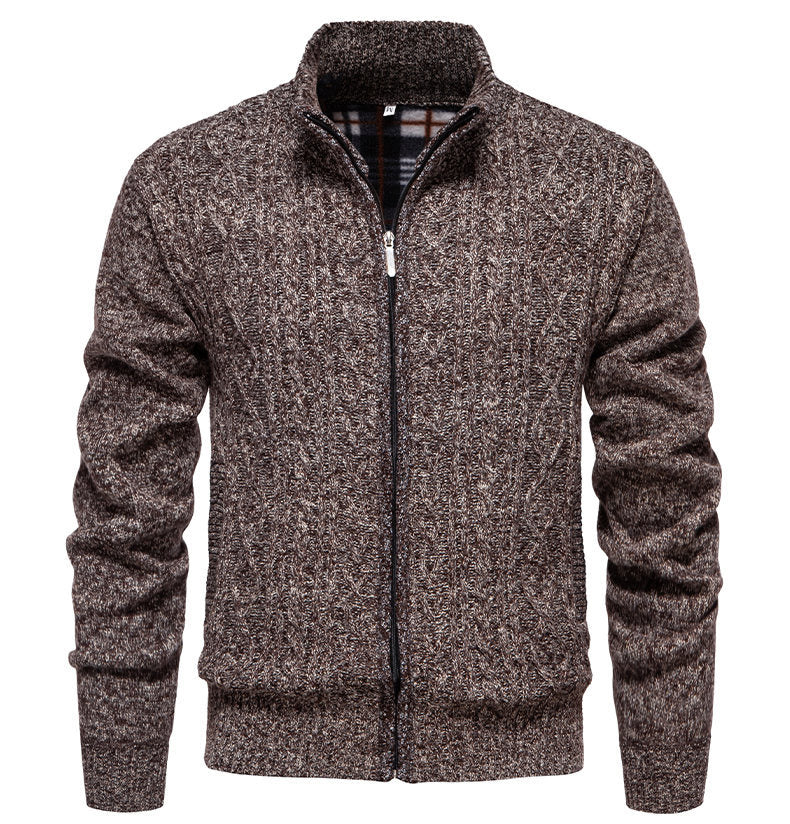 Herren Strickjacke mit hohem Kragen und Reißverschluss