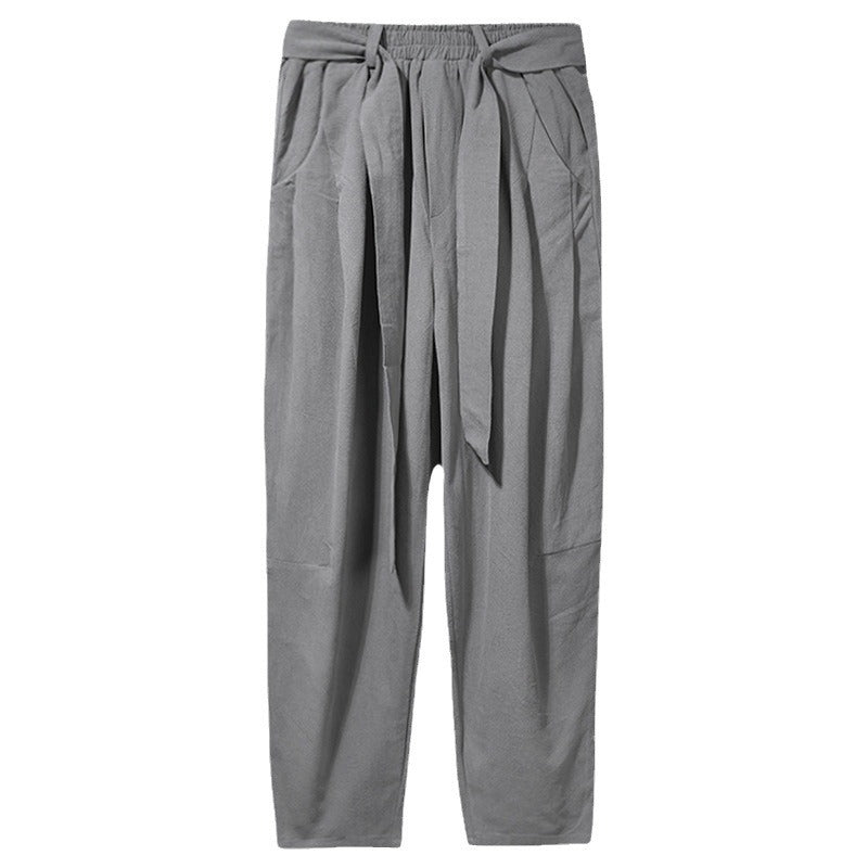 Herren lockere Leinenhose mit Kordelbund und tapered Bein Shop Nory