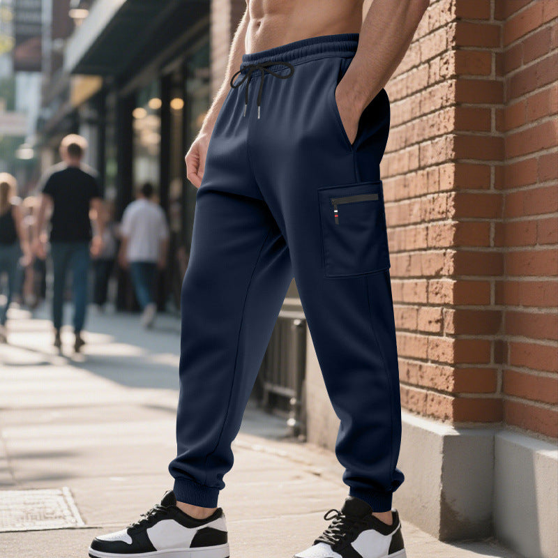 Herren lässige Jogginghose mit Cargo-Reißverschlusstasche, elastischem Bund und gerippten Bündchen Shop Nory