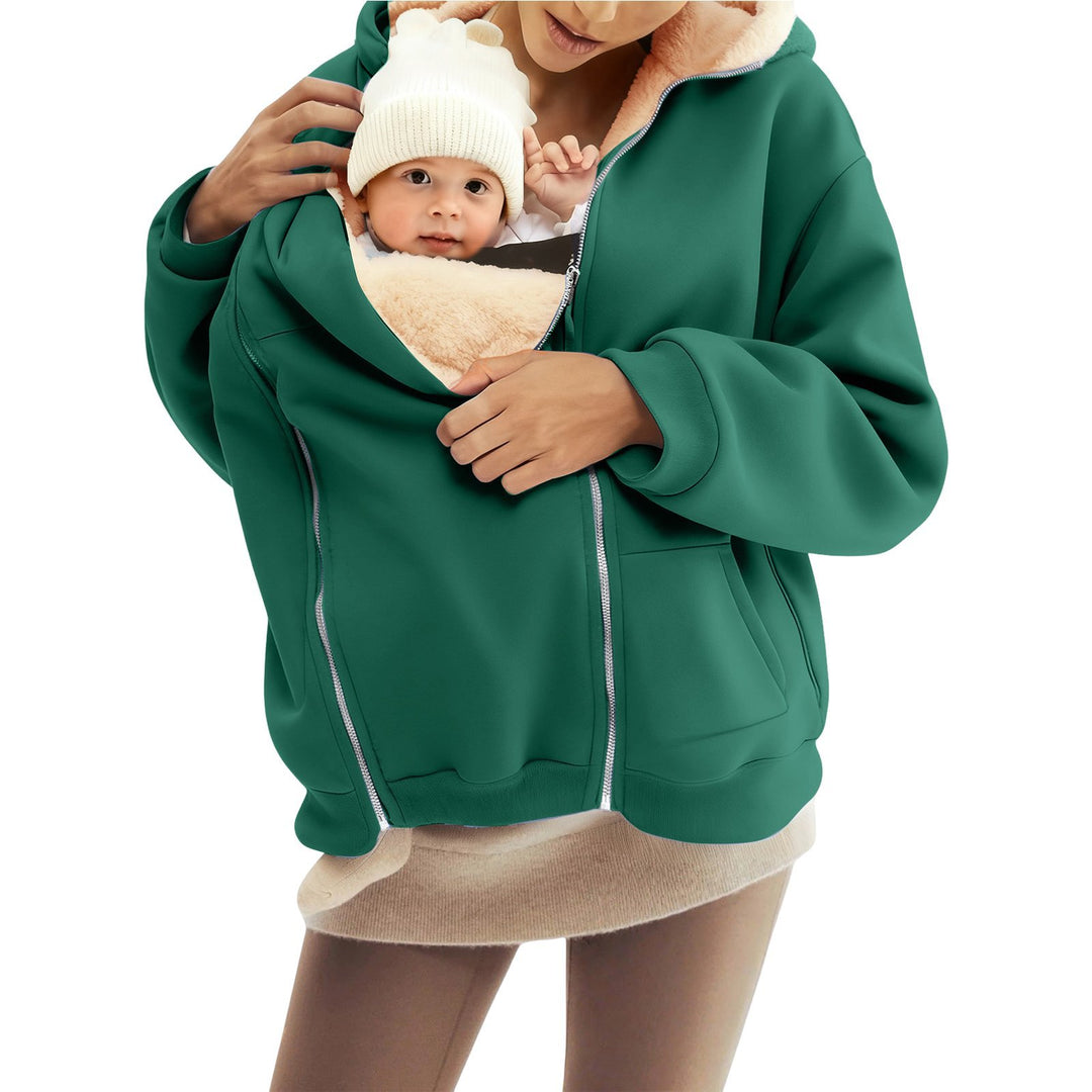 Damen nan Babytrage-Hoodie mit Teddyfutter und Zweiwege-Reißverschluss Shop Nory