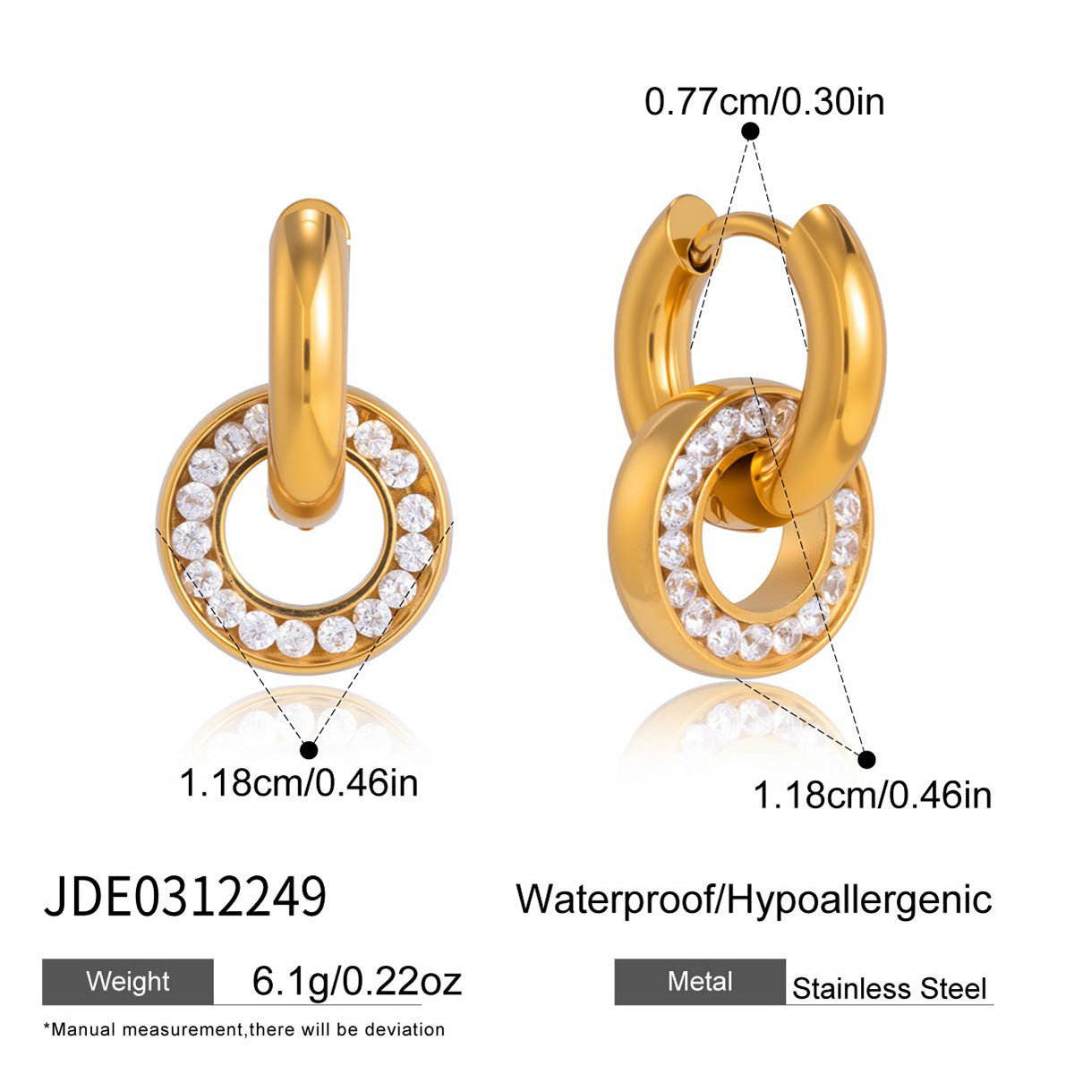 Damen Ohrhänger mit funkelnden Zirkonia-Ringen und hypoallergener Edelstahlverarbeitung Shop Nory