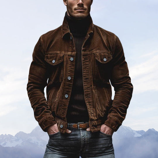 Herren Cordjacke mit klassischem Schnitt und praktischen Brusttaschen