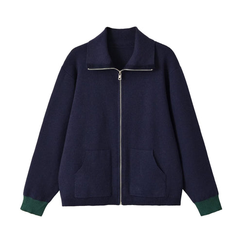 Damen Grobgestrickte Oversize-Zipjacke mit Stehkragen und aufgesetzten Taschen Shop Nory