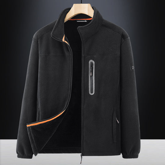 Herren Microfleece-Outdoorjacke mit wasserdichter Brusttasche, Stehkragen und Teddyfleece-Innenfutter Shop Nory