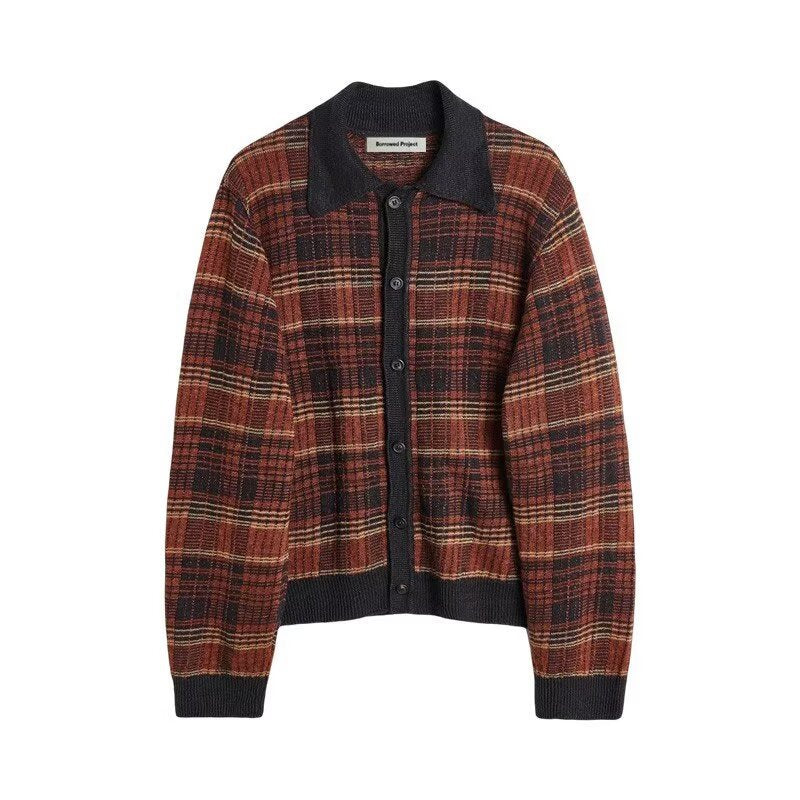 Damen Modische Strickjacke mit Karomuster Shop Nory