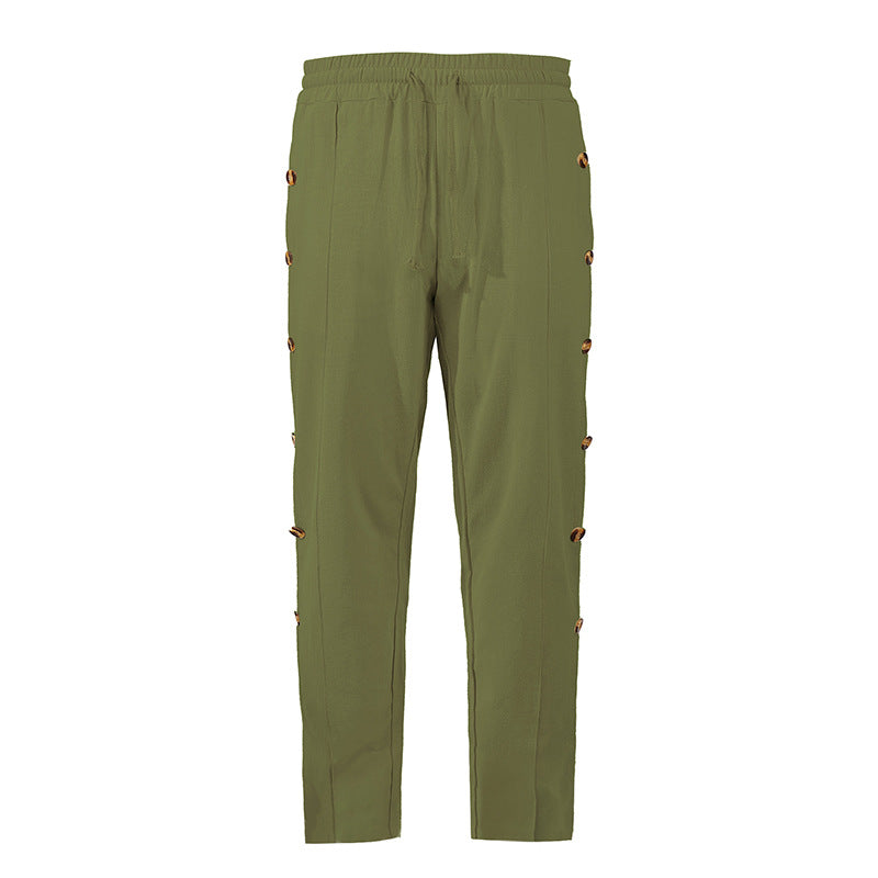 Herren Relaxed-Fit Freizeithose mit seitlichen Zierknopfleisten, elastischem Bund und Kordelzug Shop Nory