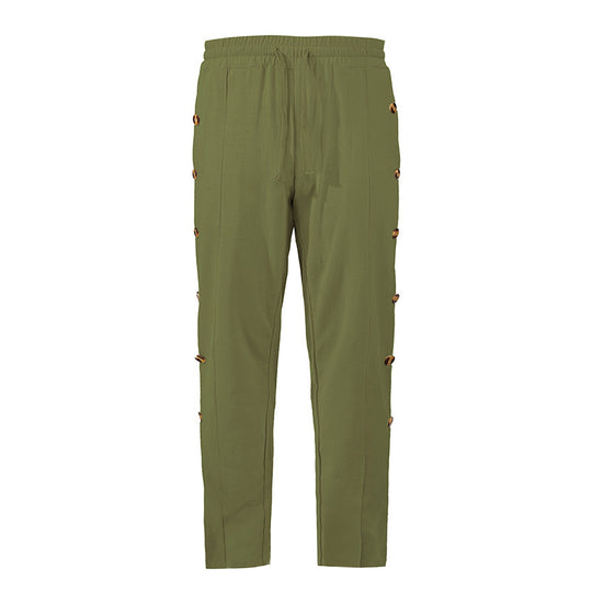 Herren Relaxed-Fit Freizeithose mit seitlichen Zierknopfleisten, elastischem Bund und Kordelzug Shop Nory