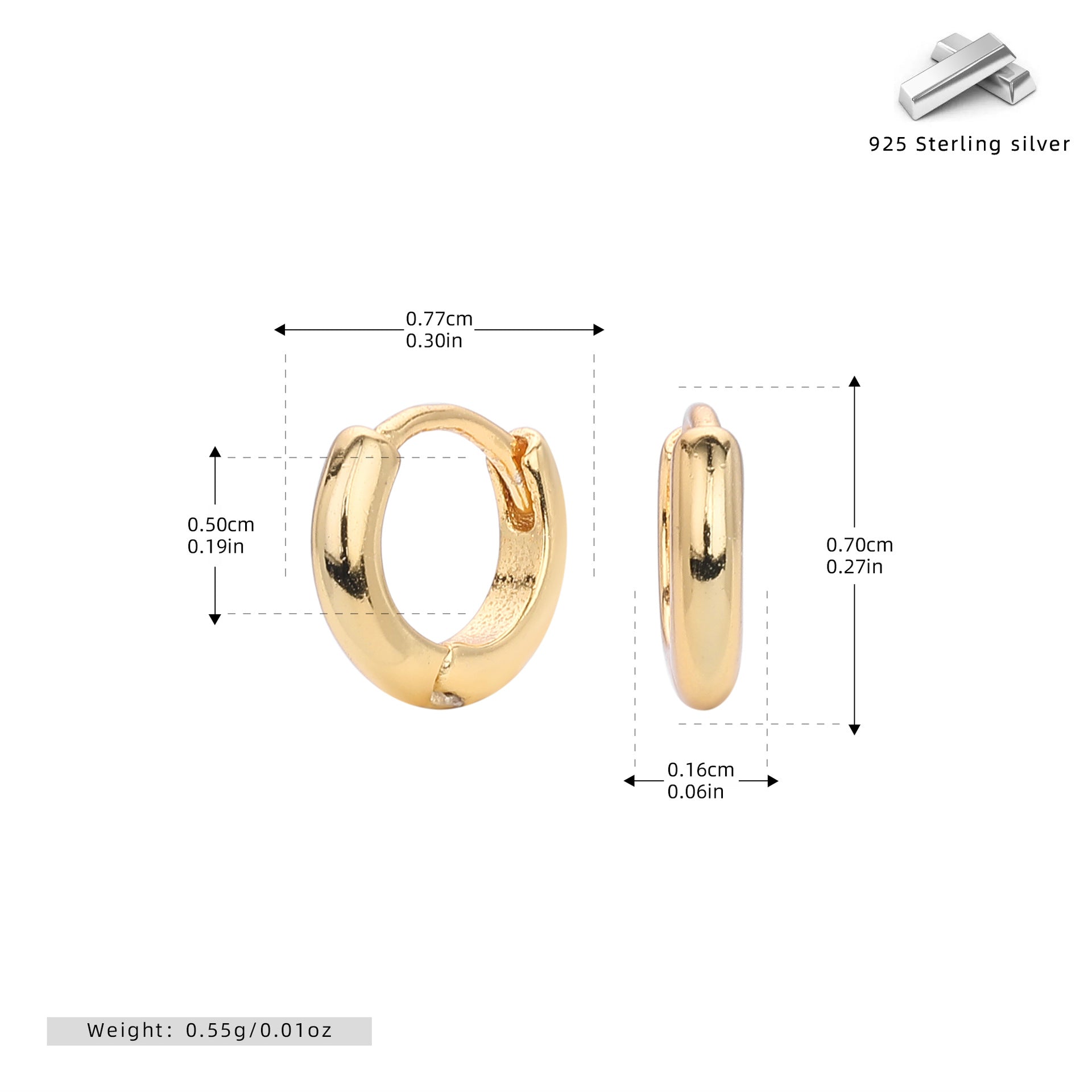 Damen Ohrcreolen mit modernem, minimalistischem Design aus hochwertigem 925 Sterling Silber Shop Nory