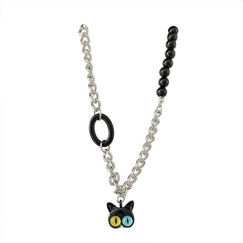 Damen Halskette mit verspieltem Katzenmotiv und langlebiger Gliederkette Shop Nory