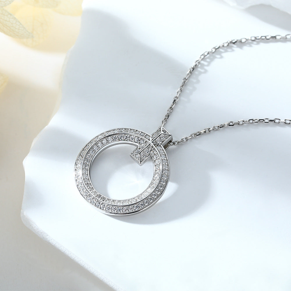 Damen elegante Halskette mit funkelndem Zirkonia-Rahmen Shop Nory