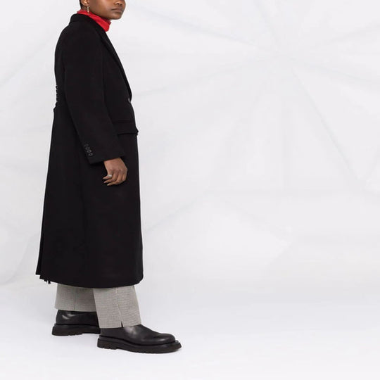 Damen Longcoat im minimalistischen Doppelreiher mit taillierter Silhouette und Pattentaschen Shop Nory