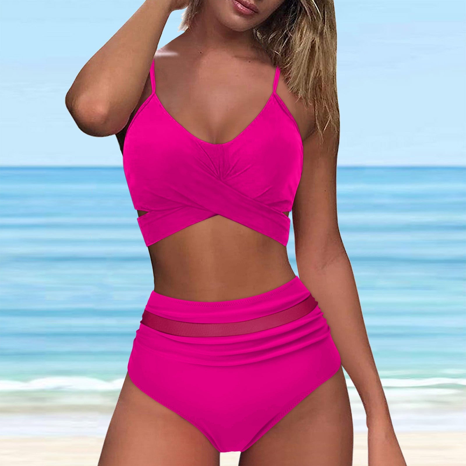 Damen High-Waist Bikini Set mit modischem Wickel-Oberteil