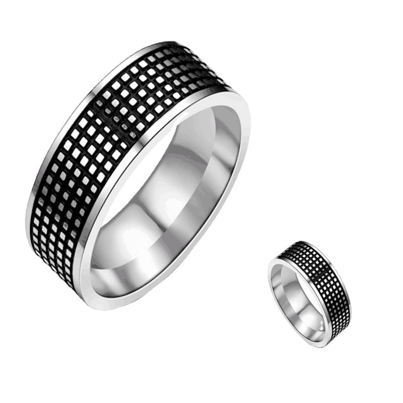Herren Ring mit modernem, strukturiertem Karomuster Shop Nory