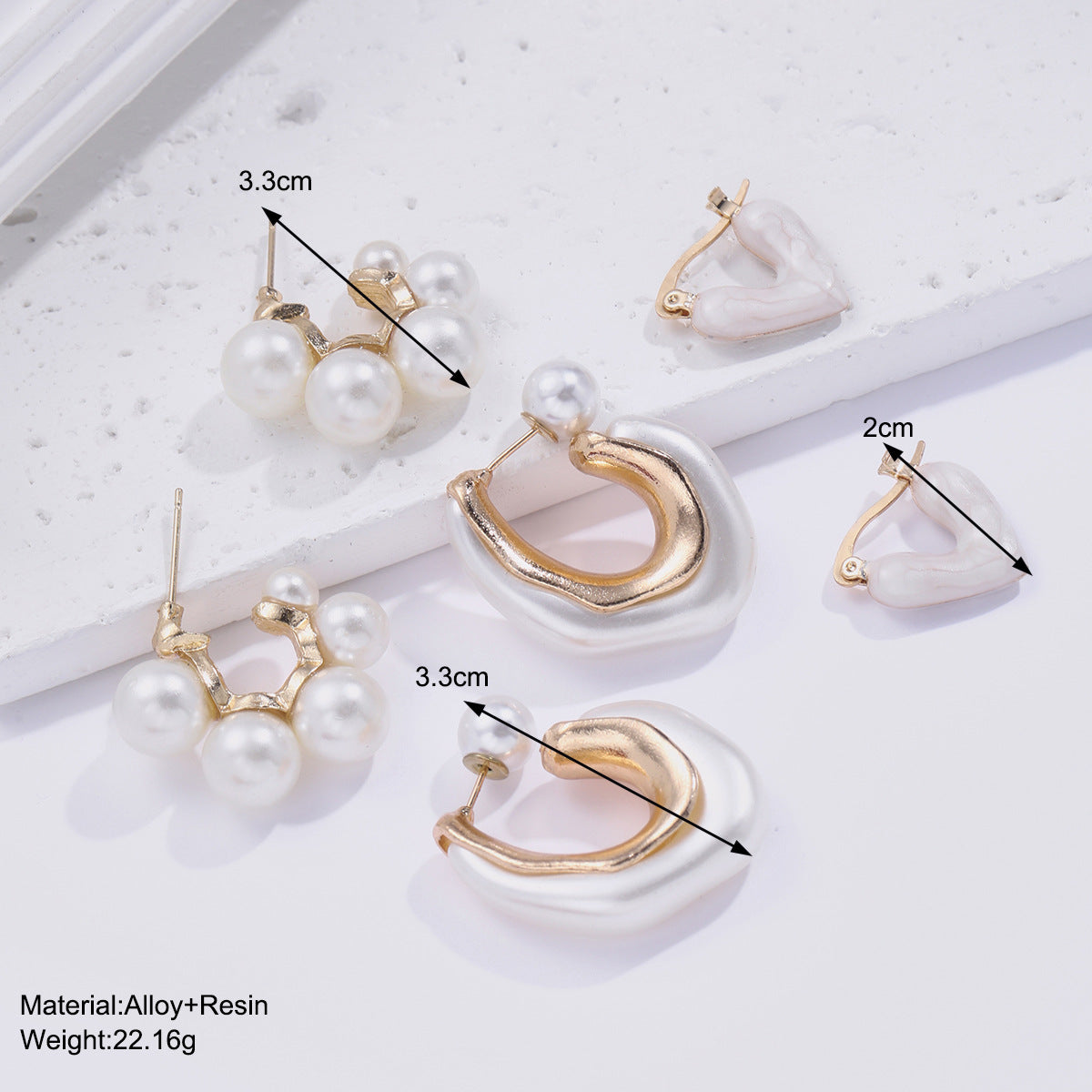 Damen Ohrschmuck Set mit kunstvollen Perlen- und Herzdesigns Shop Nory