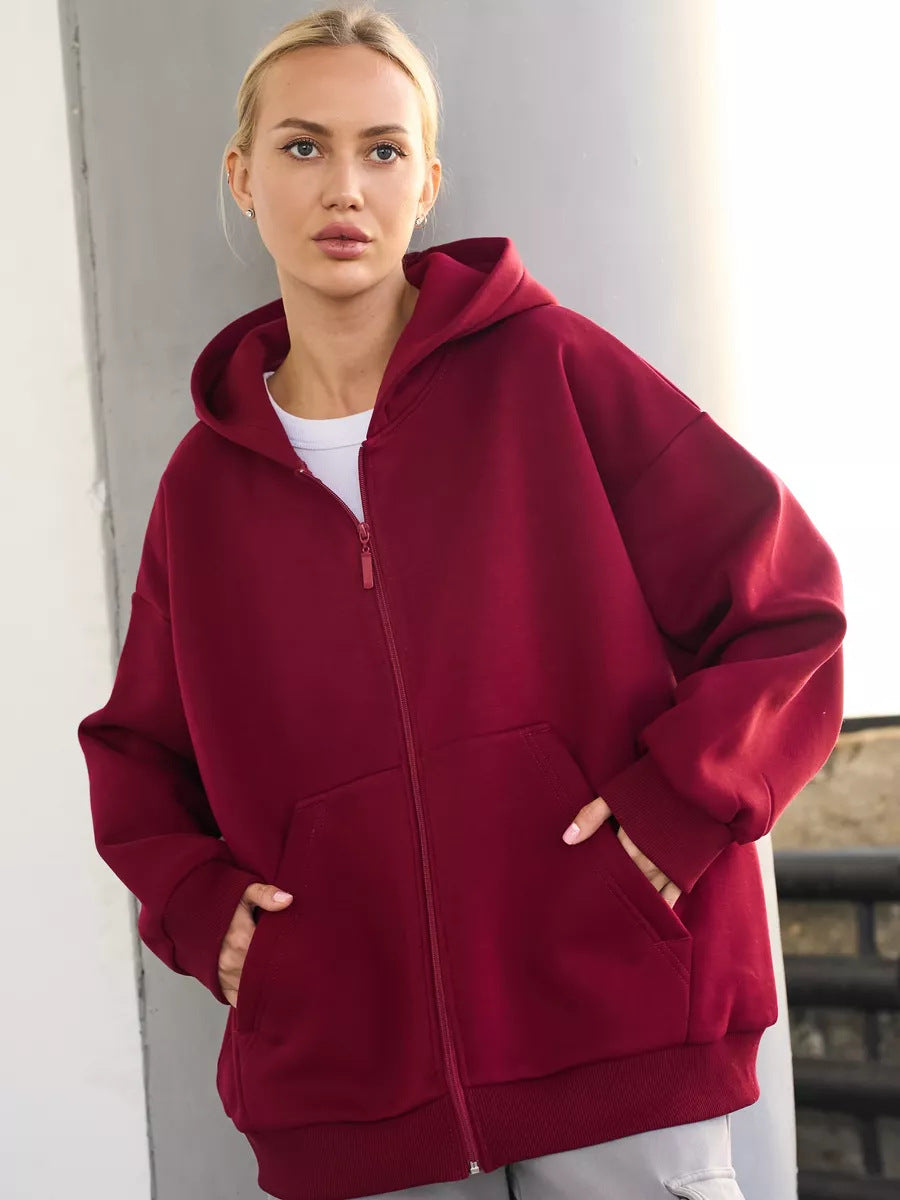 Damen Zip-Hoodie mit lässigem Schnitt und großen Taschen Shopnory