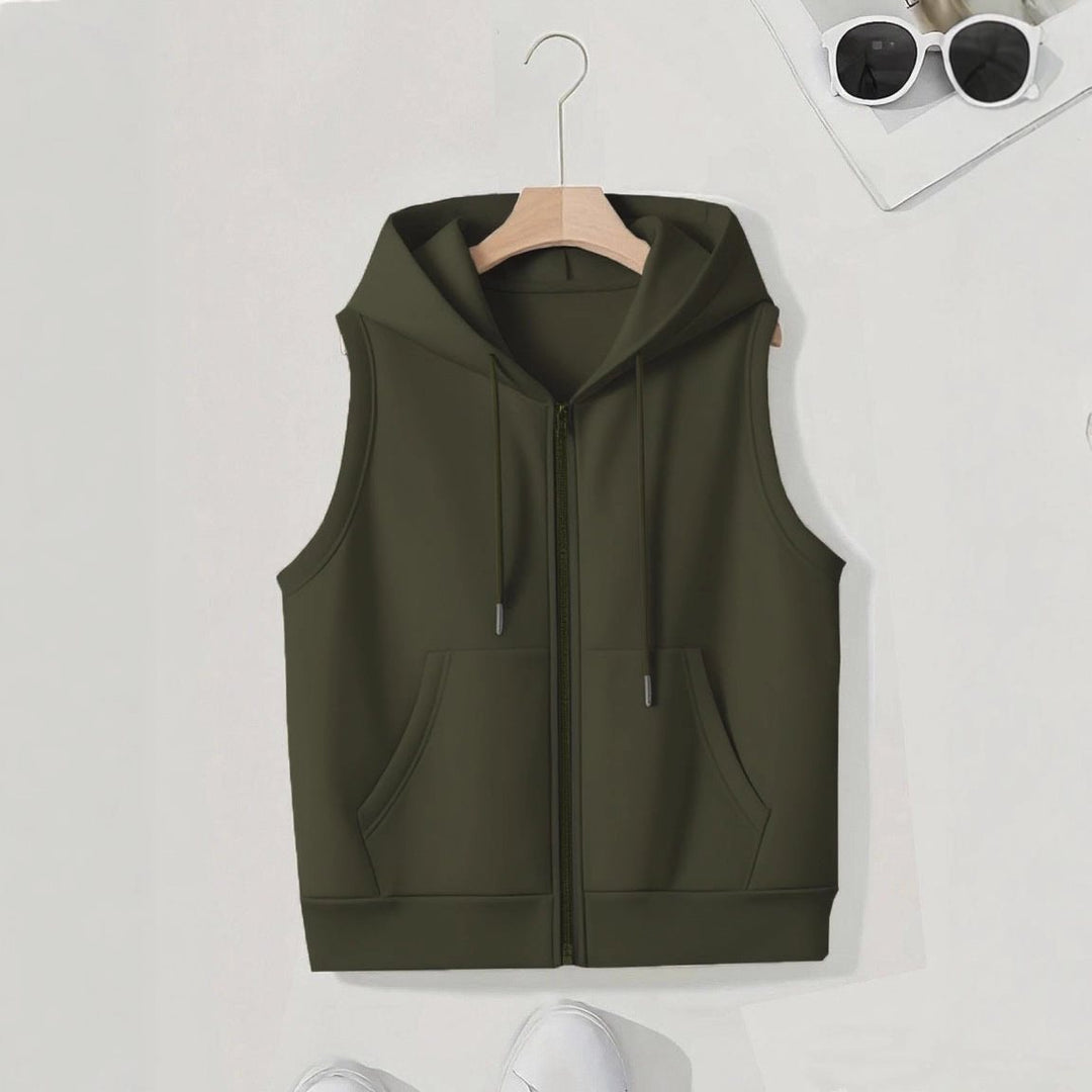 Damen Ärmellose Zip‑Hoodie‑Weste aus weichem Sweat mit Kängurutaschen Shop Nory