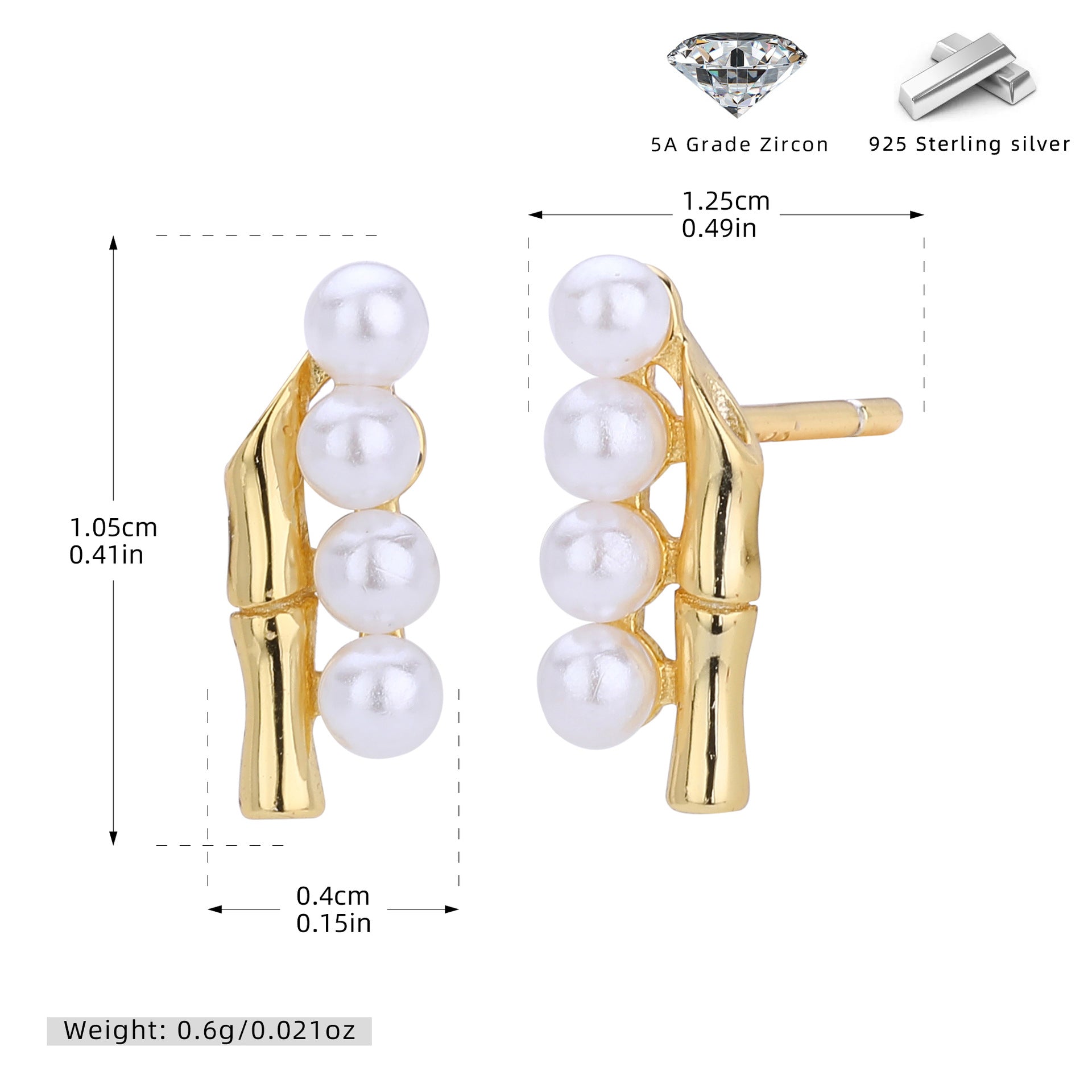 Damen Ohrstecker mit elegantem Perlen- und Zirkon-Design Shop Nory