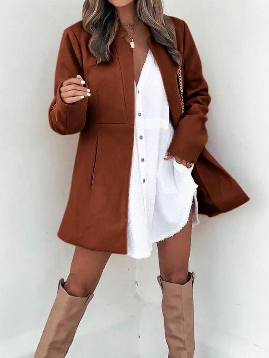 Damen Longline Blazermantel mit taillierter Teilungsnaht und cleanem V‑Ausschnitt Shop Nory