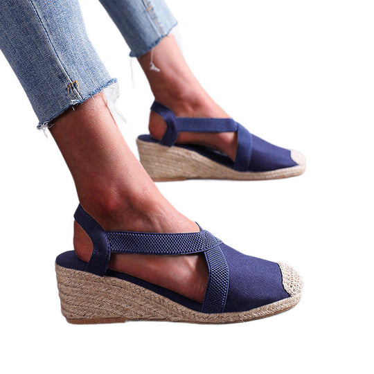 Damen Espadrilles mit elastischen Trägern und Keilabsatz Shopnory
