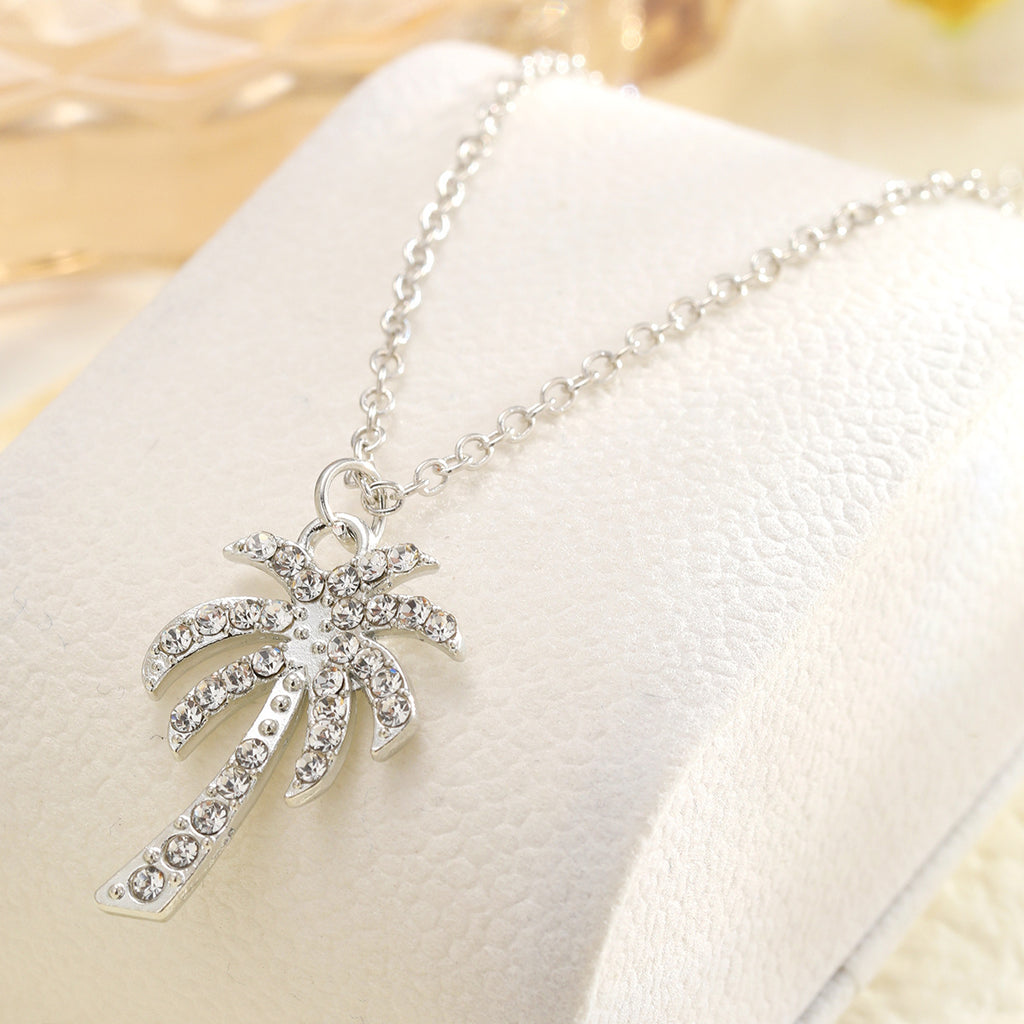 Damen Halskette mit glitzerndem Palmenanhänger Shop Nory