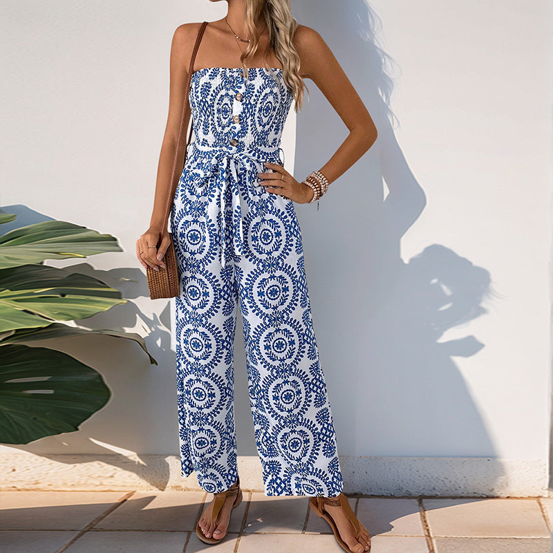 Damen Jumpsuit mit trendigem bandeau Design und praktischen Taschen