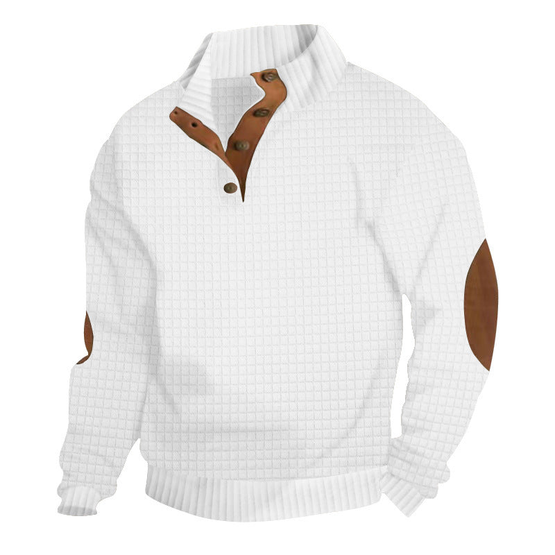 Herren Strukturierter Pullover mit Halbknopf-Leiste und Ellbogenpatches Shop Nory
