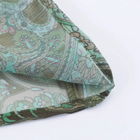 Damen Maxikleid mit Paisley-Print, transparentem Chiffon und Ballonärmeln Shop Nory