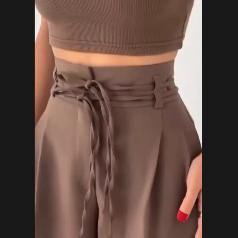 Damen Weite Hochbund-Hose mit raffinierter Drapierung