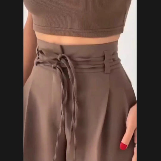 Damen Weite Hochbund-Hose mit raffinierter Drapierung