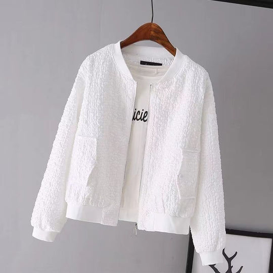 Damen Modische Boucle-Jacke mit Reißverschluss Shop Nory