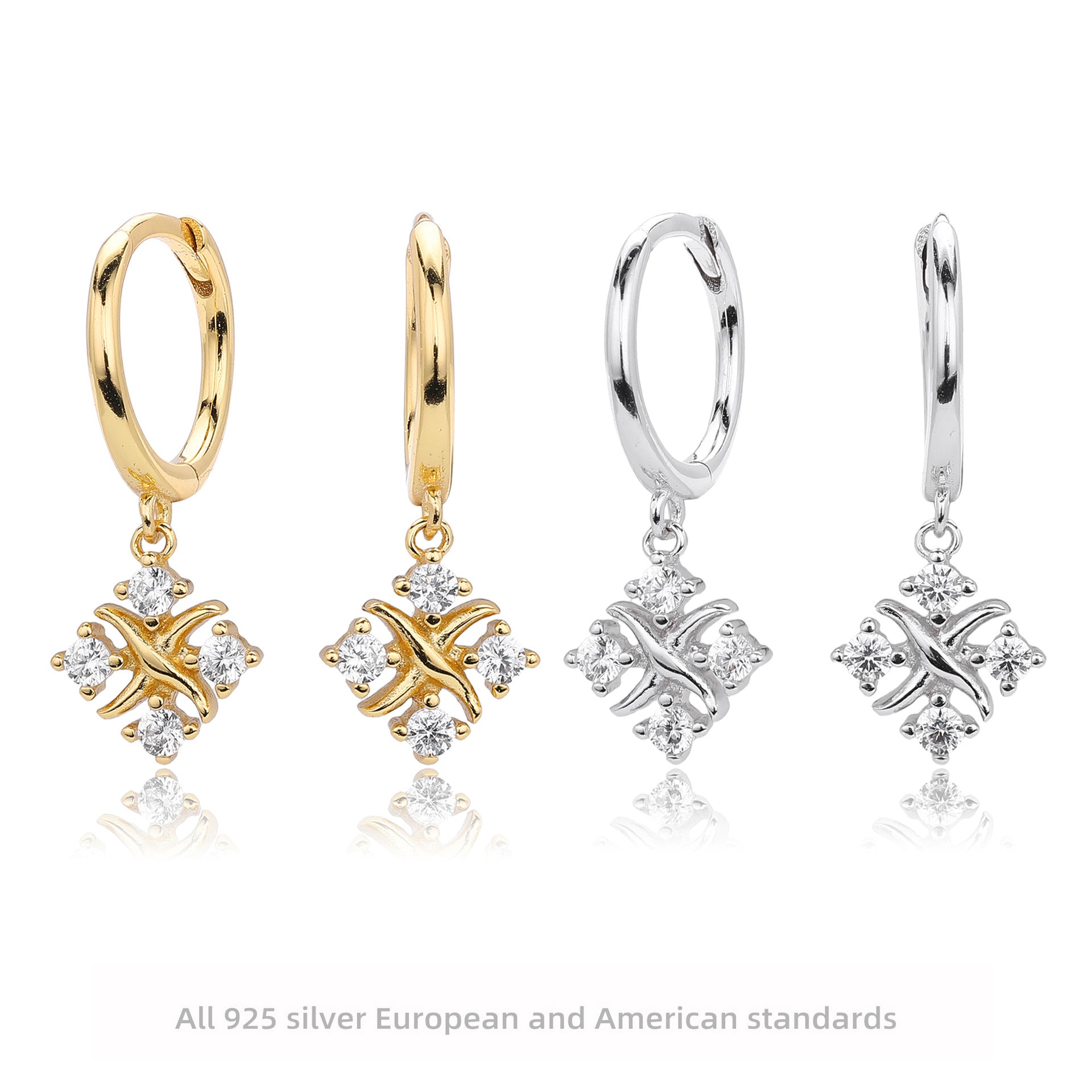 Damen Ohrhänger mit luxuriösem Zirkonanhänger aus hochwertigem 925 Sterlingsilber Shop Nory