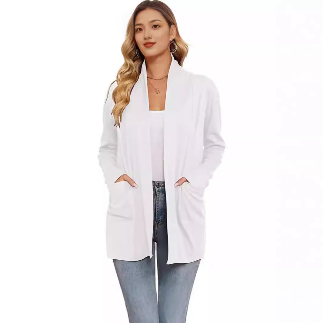 Damen lässiger Longcardigan mit Taschen