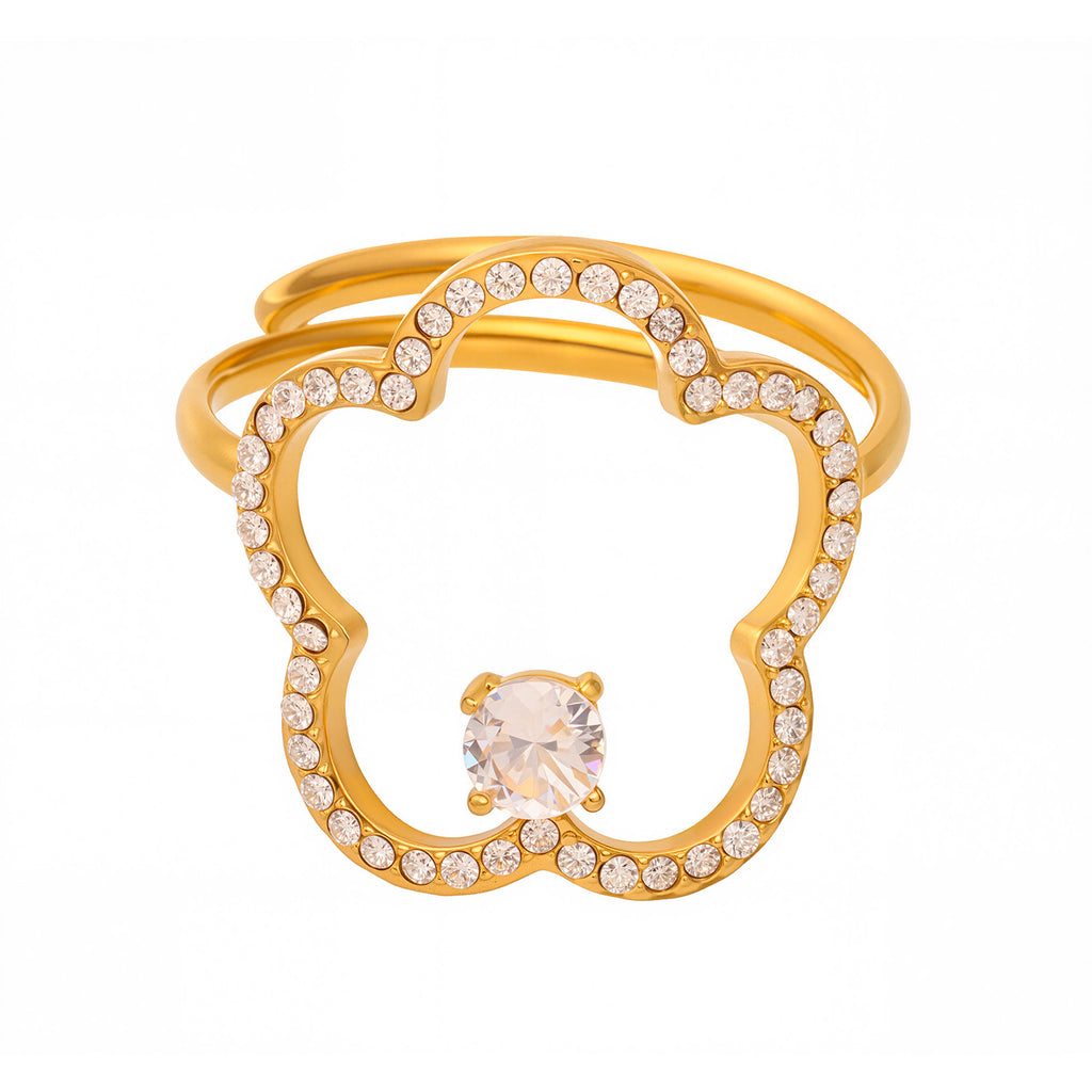 Damen Designring mit funkelndem Zirkonbesatz und hochwertigem Edelstahl Shop Nory