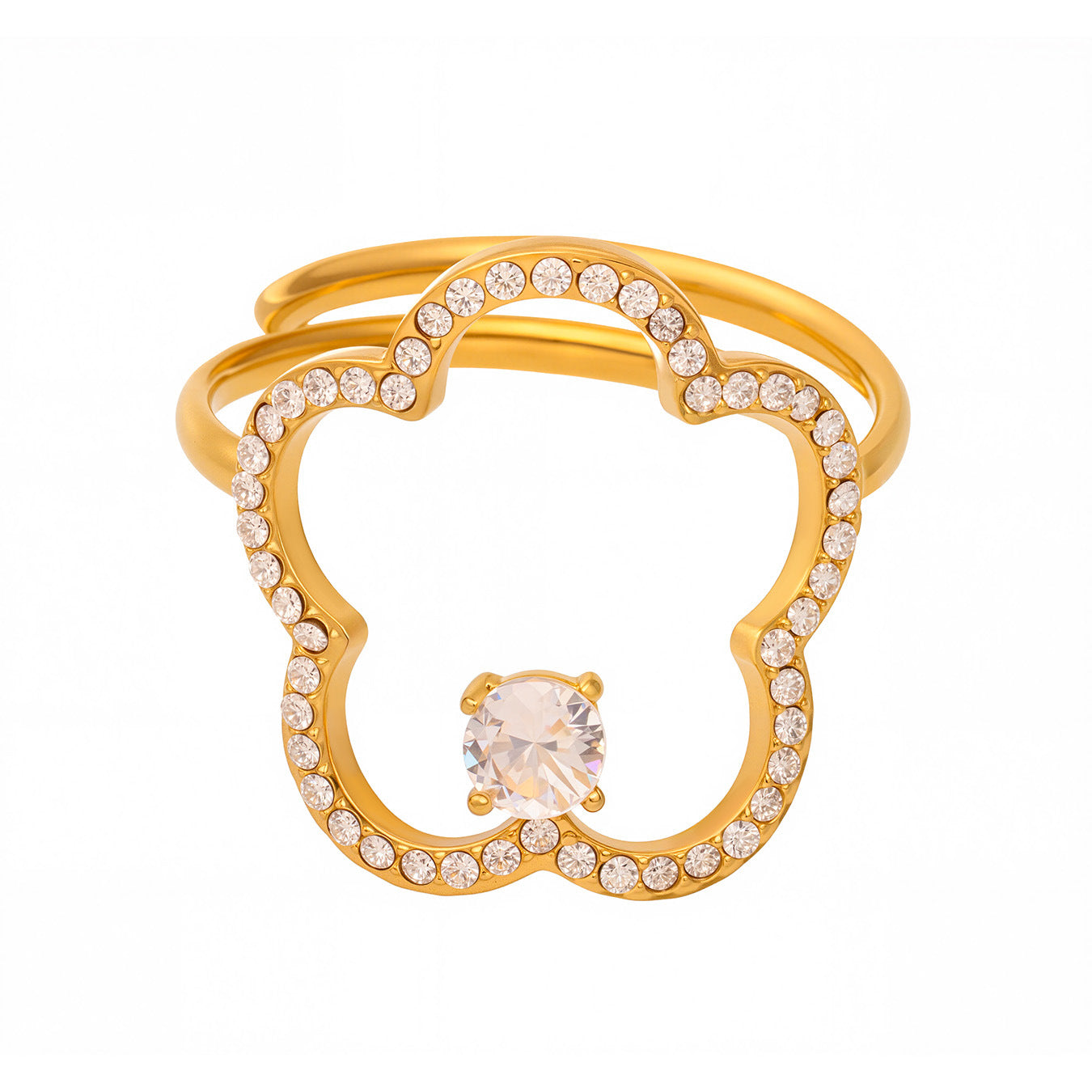 Damen Designring mit funkelndem Zirkonbesatz und hochwertigem Edelstahl Shop Nory