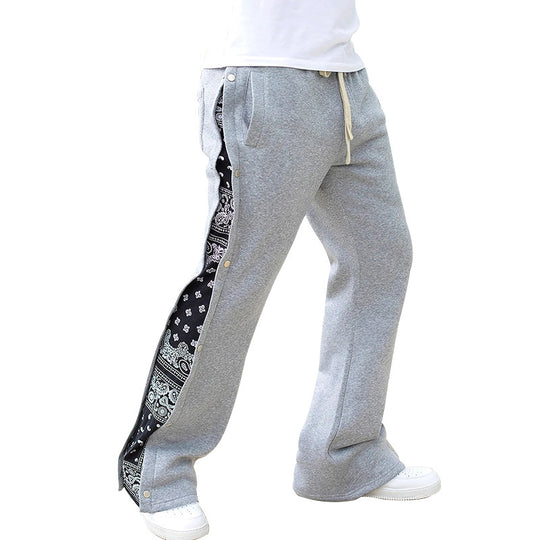 Herren Weite Sweatpants mit seitlicher Druckknopf‑Öffnung & Bandana‑Einsatz Shop Nory