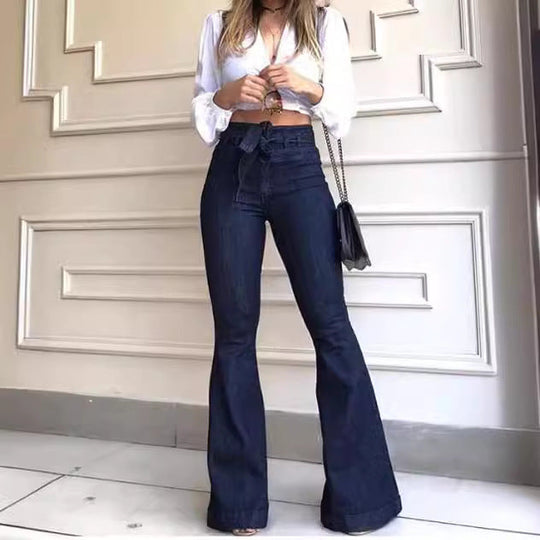 Damen Schlagjeans mit hohem Bund und weitem Bein