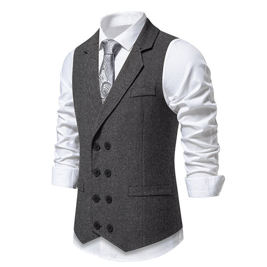 Herren elegante Herringbone-Weste mit doppelter Knopfleiste