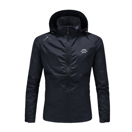 Herren Ultraleichte packbare Outdoorjacke mit hohem Kragen, Kapuze und atmungsaktivem Meshfutter Shop Nory