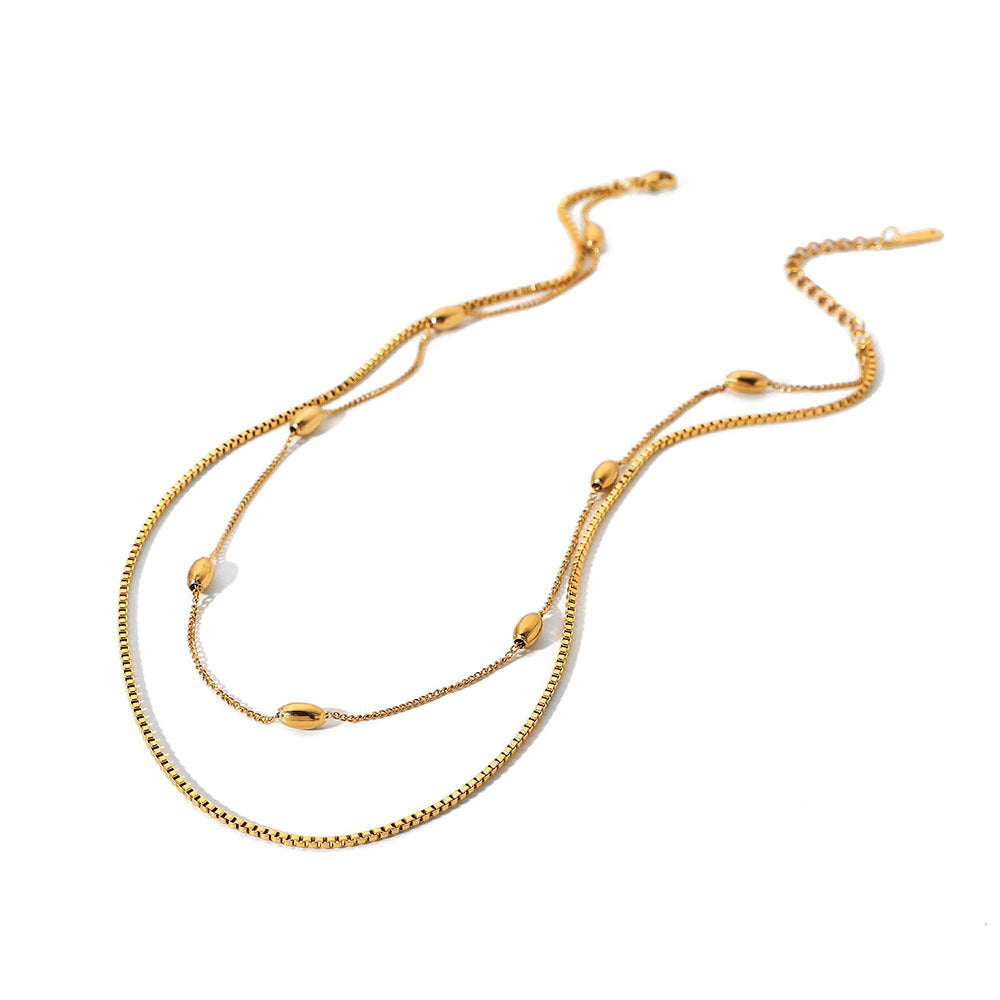 Damen mehrlagige Edelstahl-Halskette mit elegantem Design Shop Nory