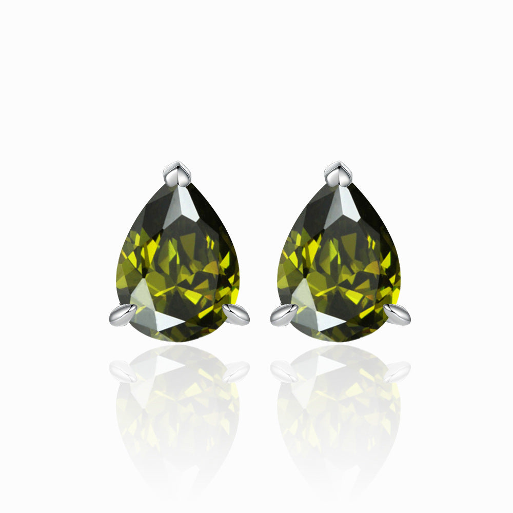 Damen Ohrstecker mit tropfenförmigem Edelstein und hochwertigem Zirkonia-Besatz Shop Nory