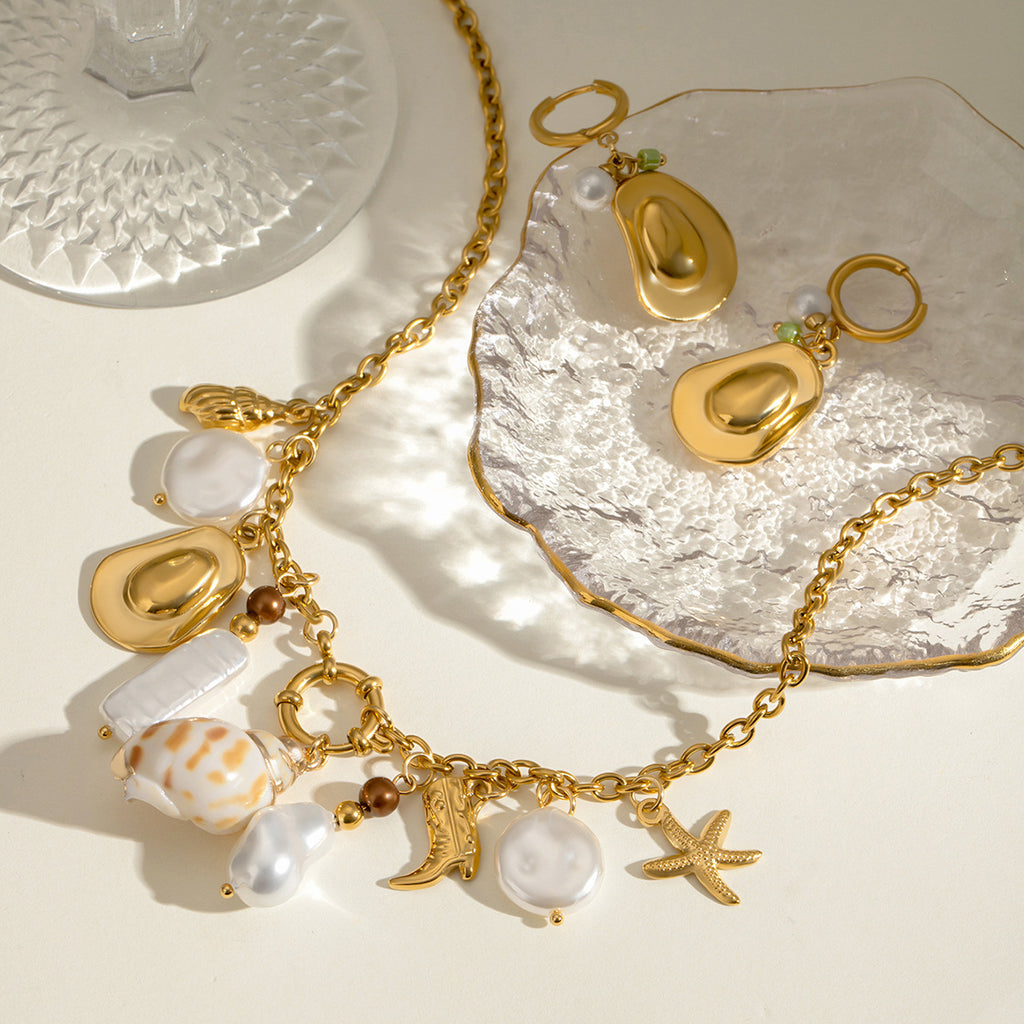 Damen Halskette mit maritimen Charms und hypoallergener Edelstahlverarbeitung Shop Nory