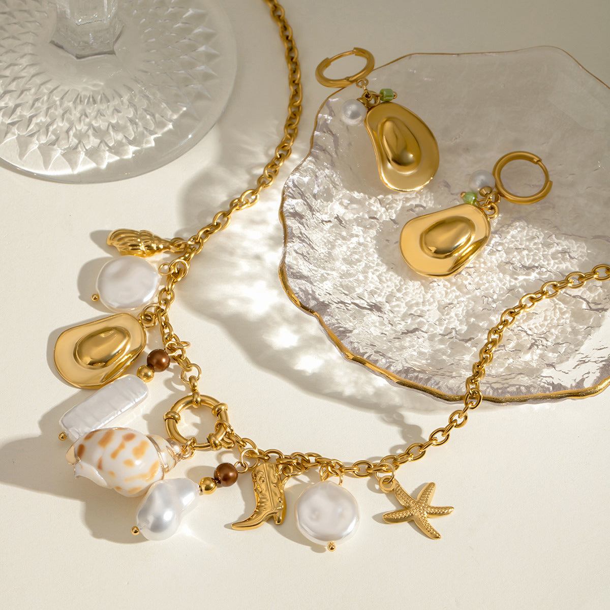 Damen Halskette mit maritimen Charms und hypoallergener Edelstahlverarbeitung Shop Nory