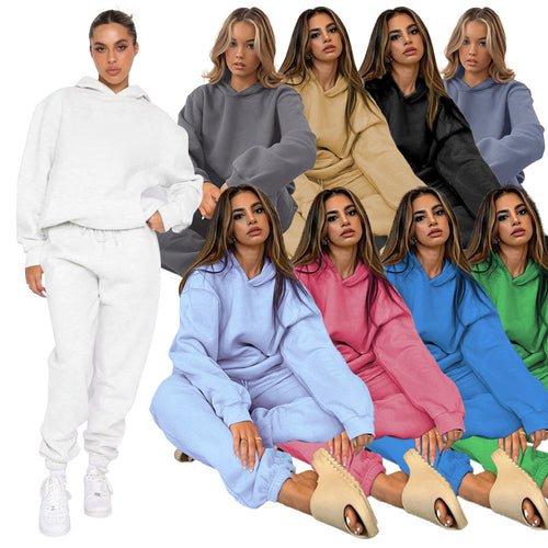 Damen nan lässiges Oversize-Kapuzenloungewear-Set mit fleecegefüttertem Hoodie und hochgeschnittener Jogginghose Shop Nory